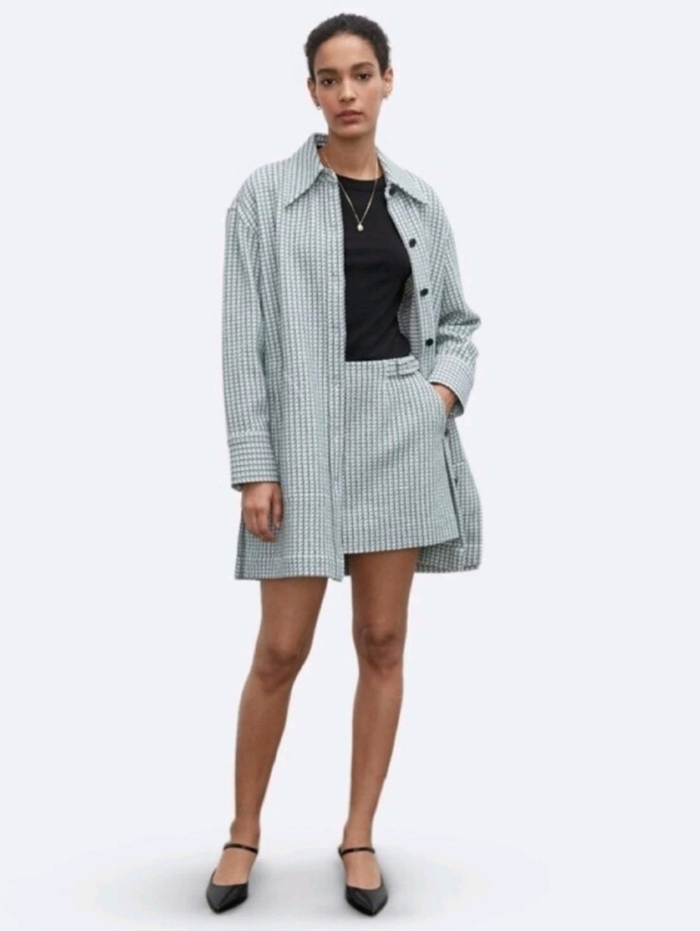 Club Monaco Women's M Plaid Oversized Shacket Button Long Sleeve Shoat Jacket